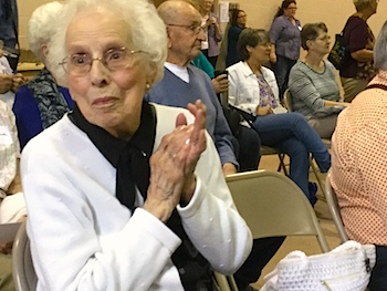 Photo: Faye Sweet at the Dakotas Marketplacde quilt auction