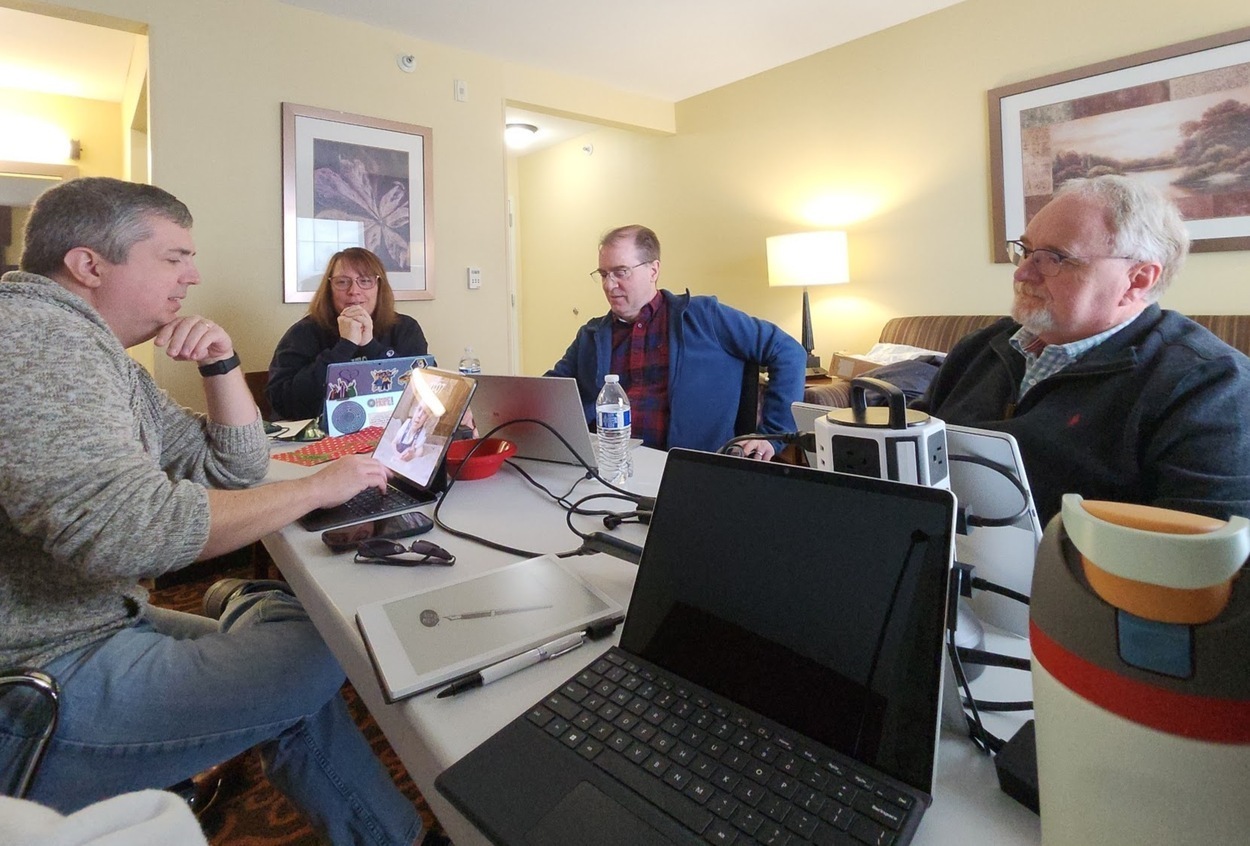 group working around table