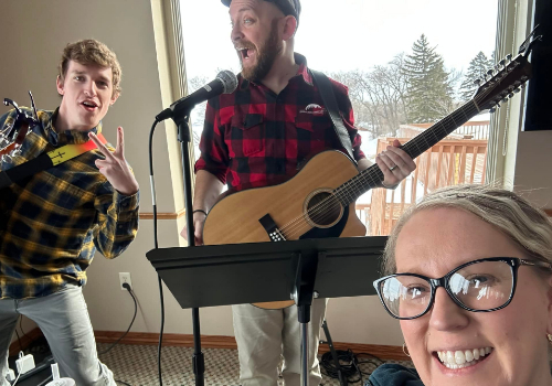 musicians smiling