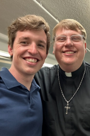 two men smiling