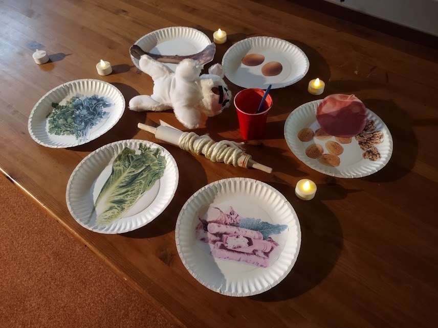 Passover food on paper plates