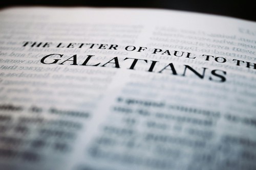 Close-up of Bible page, Galations