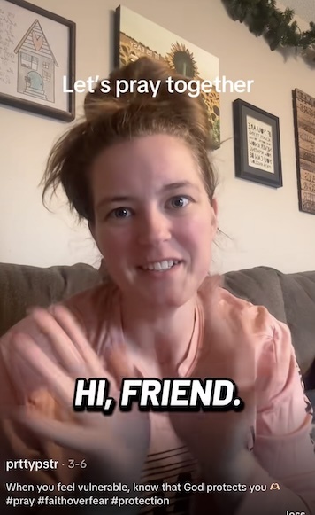 Woman speaking to camera