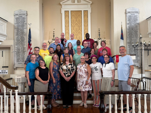 Group on church chancel
