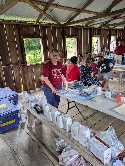 People in supply hut.